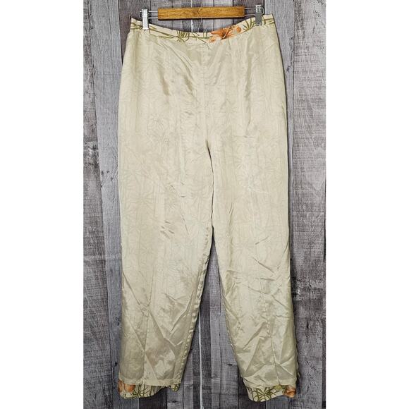 Vintage ADRIANNA PAPELL Silk Tropical Flower Beaded Lined PANTS Women's size 16 - Picture 8 of 10